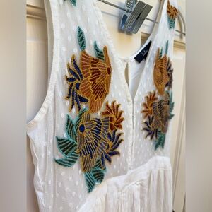 Lulu's White Maxi Dress with Floral Embroidery